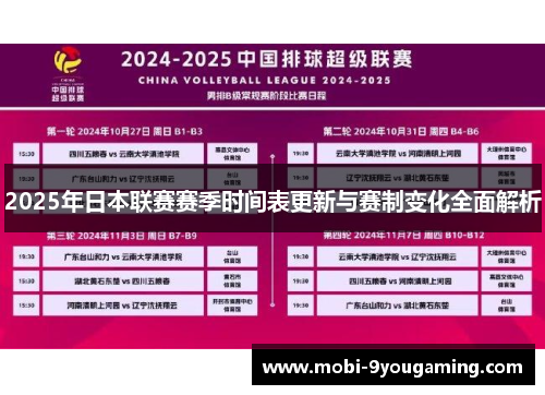 2025年日本联赛赛季时间表更新与赛制变化全面解析